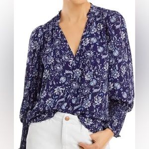 NWT Aqua Floral Print V Neck Top Size L